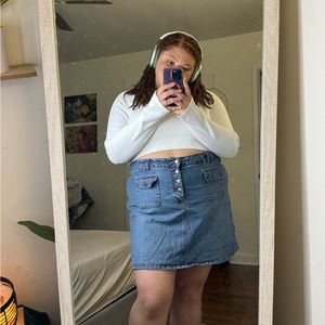 Plus Size Denim Short Skort